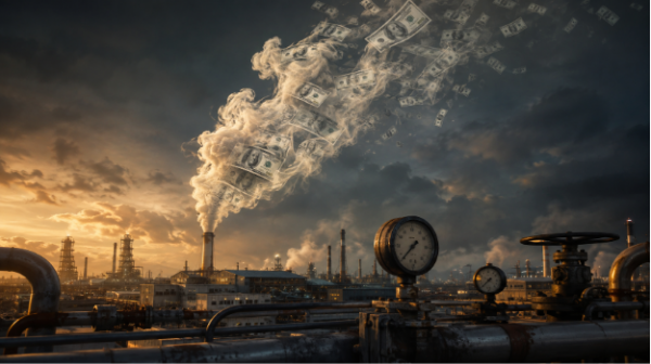 Белый пар над заводом