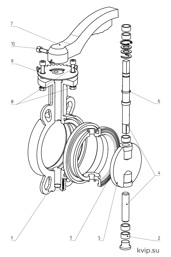 Схема дискового затвора VBS-111-H
