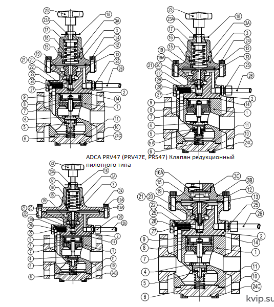 ADCA PRV47 (PRV47E, PRS47) Клапан редукционный пилотного типа