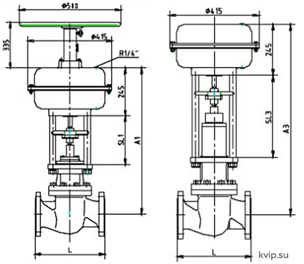 RTK PV64 DN125 - DN400 Клапан регулирующий с пневмоприводом_Р1 RTK PV64 DN125 - DN400 Клапан регулирующий с пневмоприводом_Р1