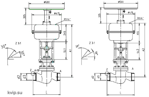 RTK PV64 DN125 - DN400 Клапан регулирующий с пневмоприводом_Р3 RTK PV64 DN125 - DN400 Клапан регулирующий с пневмоприводом_Р3